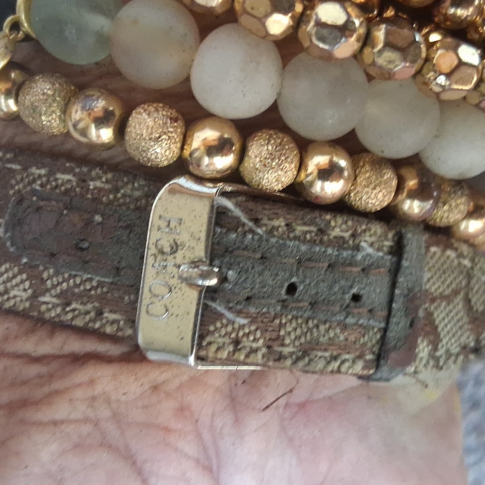 COACH Women's Signature Rectangle Brown Fabric Strap Watch - Picture 5 of 10